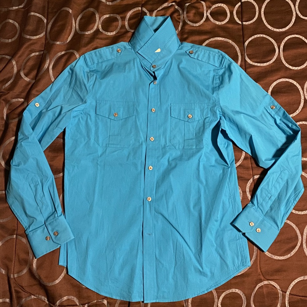 Express Turquoise Button Down - image 1